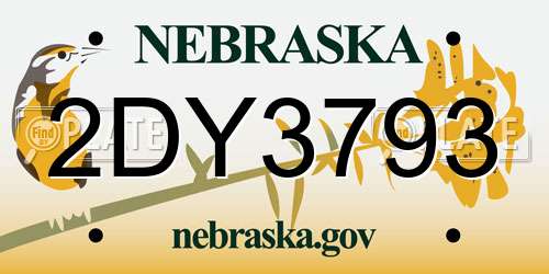 2DY3793 Nebraska License Plate