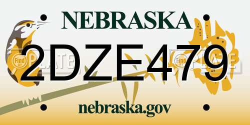 2DZE479 Nebraska License Plate