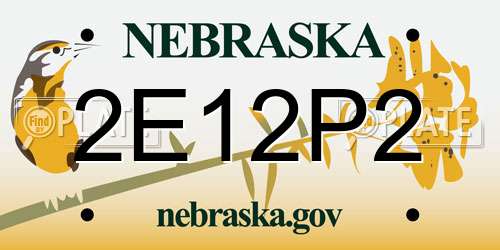 2E12P2 Nebraska License Plate