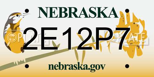 2E12P7 Nebraska License Plate