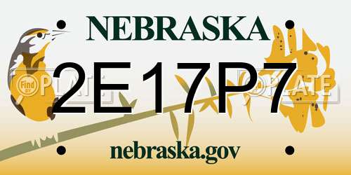 2E17P7 Nebraska License Plate
