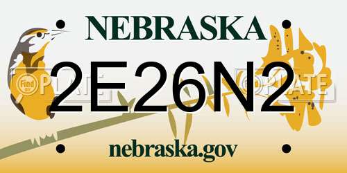 2E26N2 Nebraska License Plate