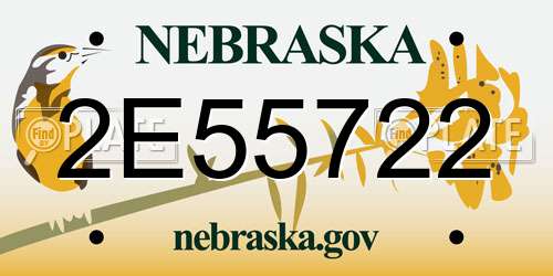 2E55722 Nebraska License Plate