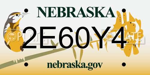 2E60Y4 Nebraska License Plate