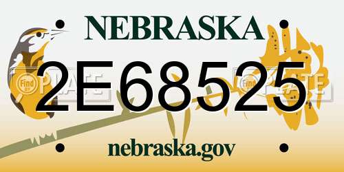 2E68525 Nebraska License Plate