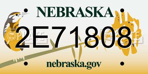 2E71808 Nebraska License Plate