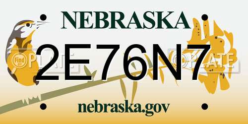 2E76N7 Nebraska License Plate