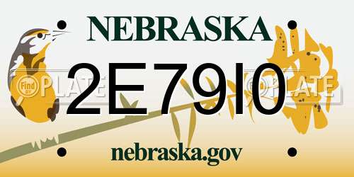 2E79I0 Nebraska License Plate
