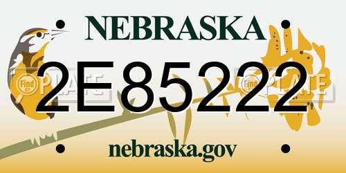 2E85222 Nebraska License Plate