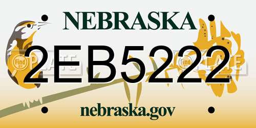2EB5222 Nebraska License Plate