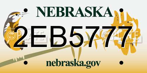 2EB5777 Nebraska License Plate