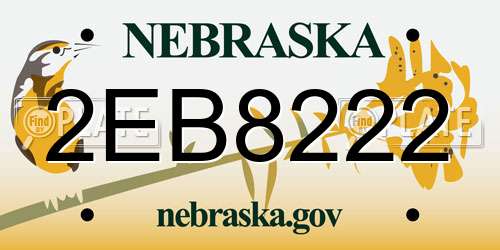 2EB8222 Nebraska License Plate