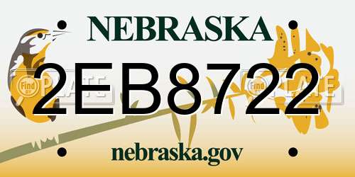 2EB8722 Nebraska License Plate