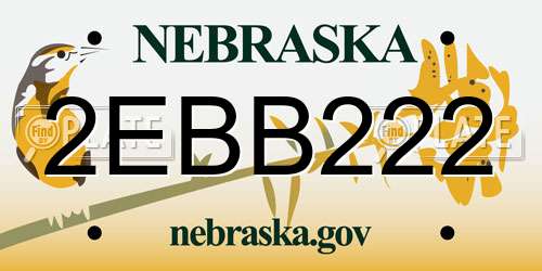 2EBB222 Nebraska License Plate