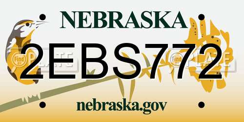 2EBS772 Nebraska License Plate