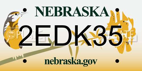 2EDK35 Nebraska License Plate