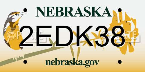 2EDK38 Nebraska License Plate