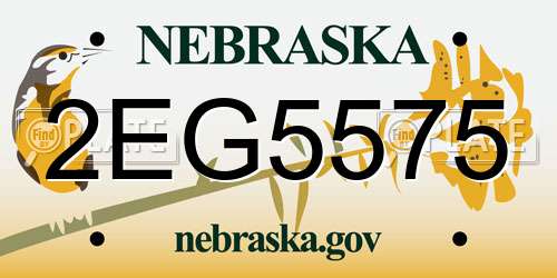2EG5575 Nebraska License Plate
