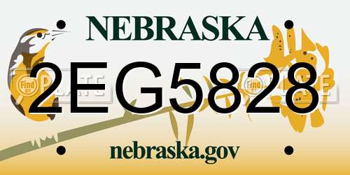 2EG5828 Nebraska License Plate