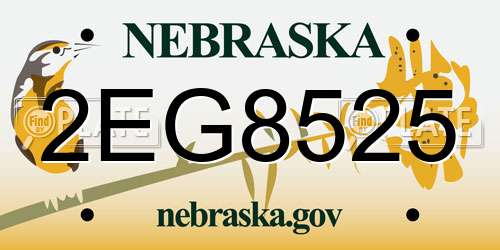 2EG8525 Nebraska License Plate
