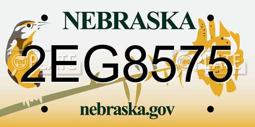 2EG8575 Nebraska License Plate
