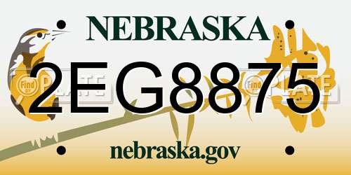 2EG8875 Nebraska License Plate