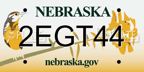 2EGT44 Nebraska License Plate