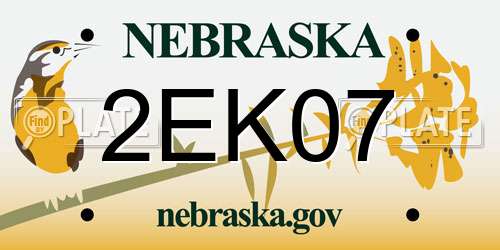 2EK07 Nebraska License Plate