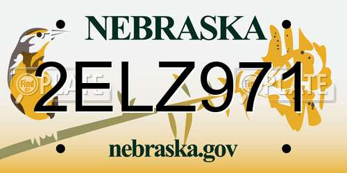 2ELZ971 Nebraska License Plate