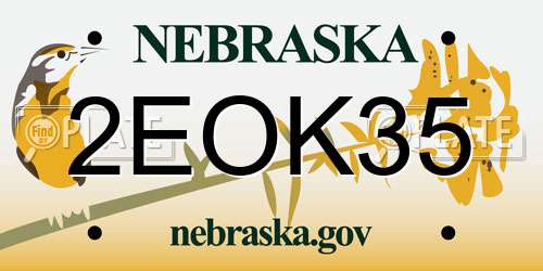2EOK35 Nebraska License Plate