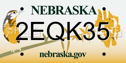 2EQK35 Nebraska License Plate