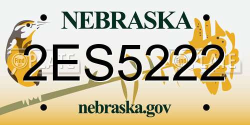 2ES5222 Nebraska License Plate
