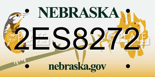 2ES8272 Nebraska License Plate