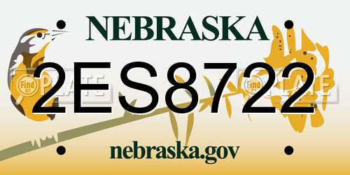 2ES8722 Nebraska License Plate