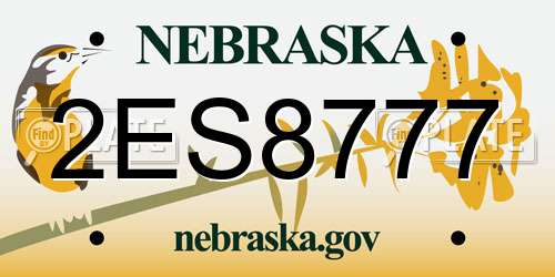 2ES8777 Nebraska License Plate