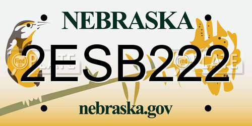 2ESB222 Nebraska License Plate
