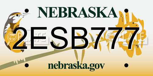 2ESB777 Nebraska License Plate
