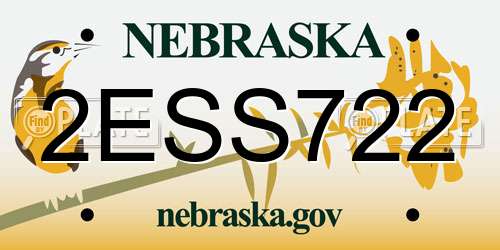 2ESS722 Nebraska License Plate