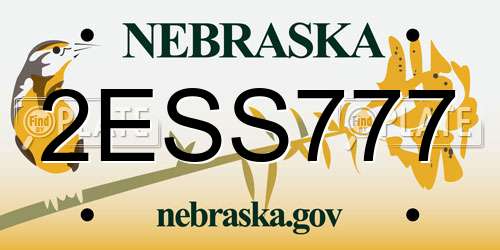 2ESS777 Nebraska License Plate