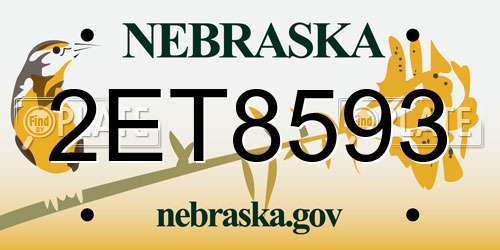 2ET8593 Nebraska License Plate