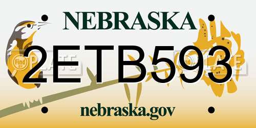 2ETB593 Nebraska License Plate