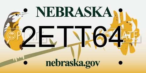 2ETT64 Nebraska License Plate