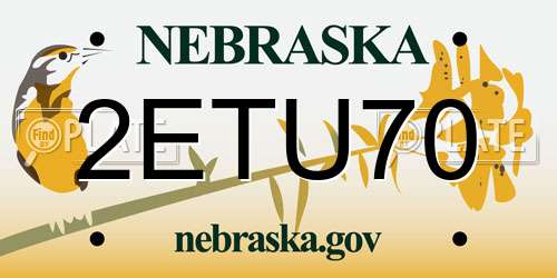 2ETU70 Nebraska License Plate
