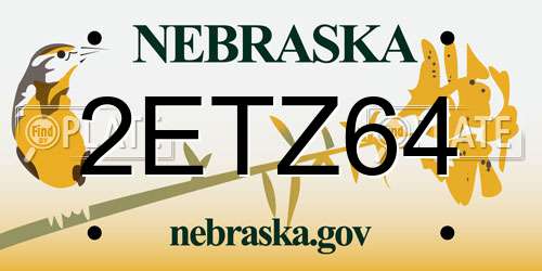 2ETZ64 Nebraska License Plate