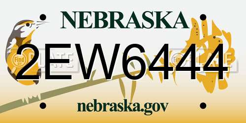 2EW6444 Nebraska License Plate