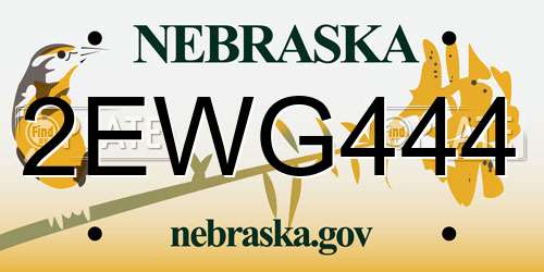 2EWG444 Nebraska License Plate