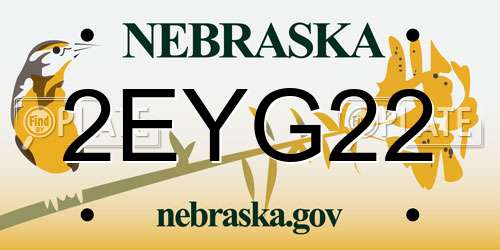 2EYG22 Nebraska License Plate
