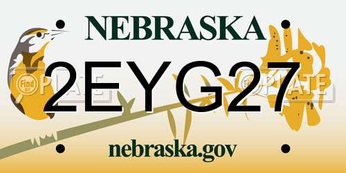 2EYG27 Nebraska License Plate