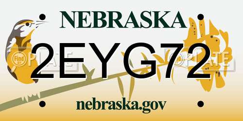 2EYG72 Nebraska License Plate