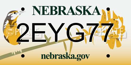 2EYG77 Nebraska License Plate
